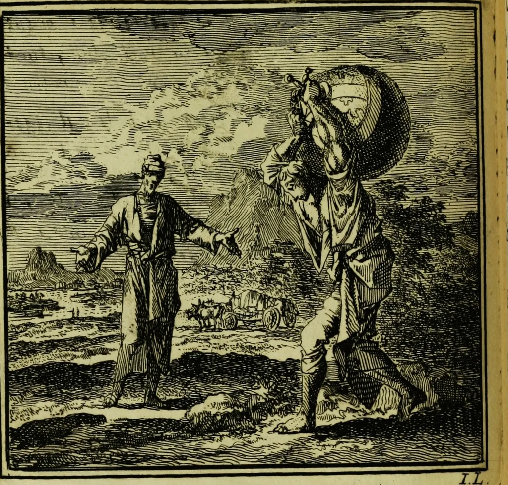 An illustration from De onwaardige wereld: vertoond in vyftig zinnebeelden, met godlyke spreuken en stichtelyke verzen, 1710, leaf 150