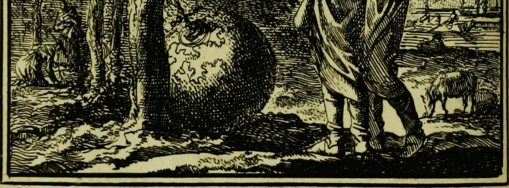 An illustration from De onwaardige wereld: vertoond in vyftig zinnebeelden, met godlyke spreuken en stichtelyke verzen, 1710, leaf 162