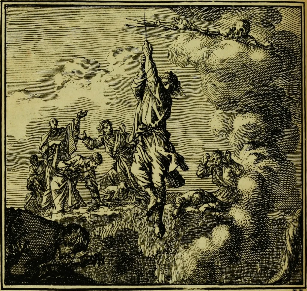 An illustration from De onwaardige wereld: vertoond in vyftig zinnebeelden, met godlyke spreuken en stichtelyke verzen, 1710, leaf 36