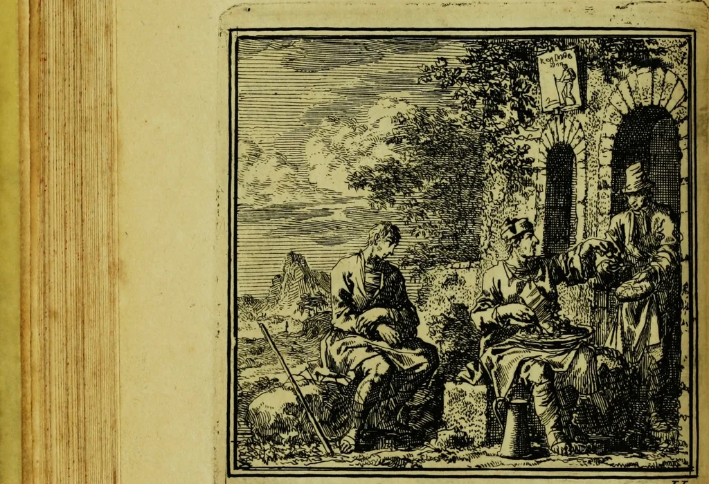 An illustration from De onwaardige wereld: vertoond in vyftig zinnebeelden, met godlyke spreuken en stichtelyke verzen, 1710, leaf 80