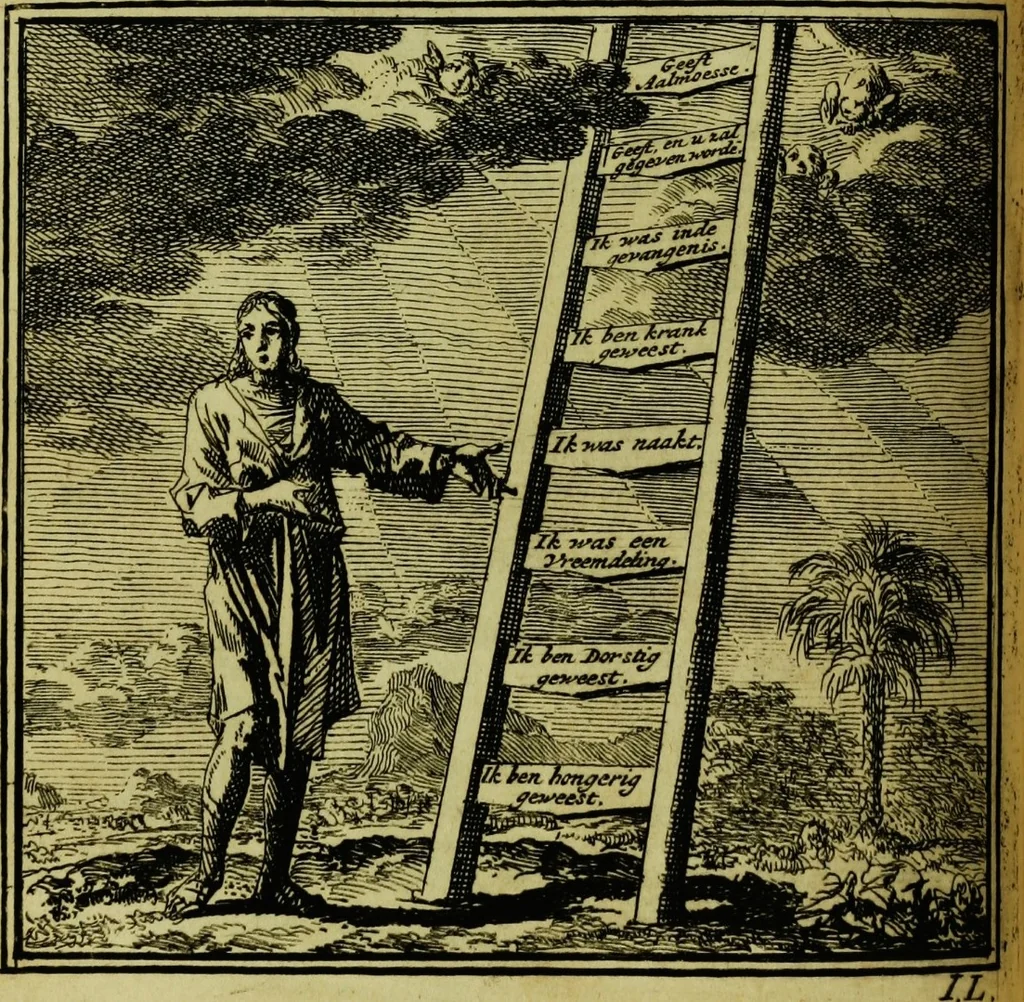 An illustration from De onwaardige wereld: vertoond in vyftig zinnebeelden, met godlyke spreuken en stichtelyke verzen, 1710, leaf 84