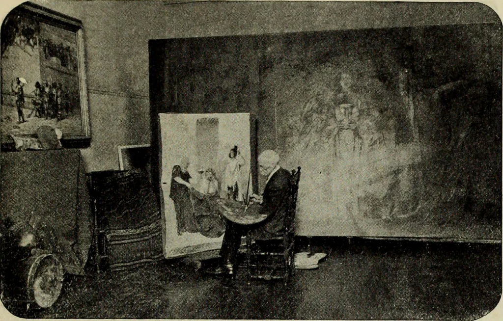 An illustration from 1689-1921 : First retrospective exhibition of American art ;under the direction of Mrs. Albert Sterner, inaugurating the Junior Art Patrons of America : May 7 to 21, 1921, Fine Arts Building ..., 1921, leaf 2