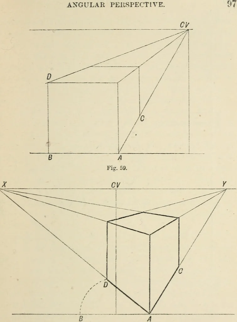 An illustration from Perspective and geometrical drawing : adapted to the use of candidates for second and third-class teachers' certificates, 1887, leaf 102