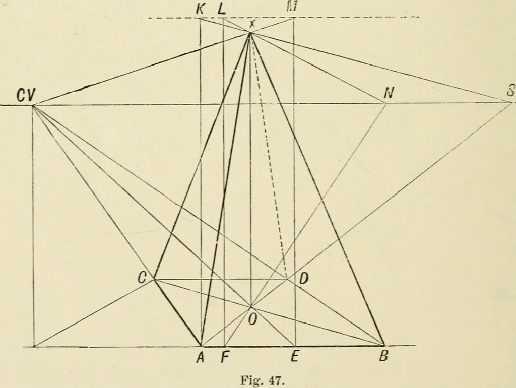 An illustration from Perspective and geometrical drawing : adapted to the use of candidates for second and third-class teachers' certificates, 1887, leaf 83