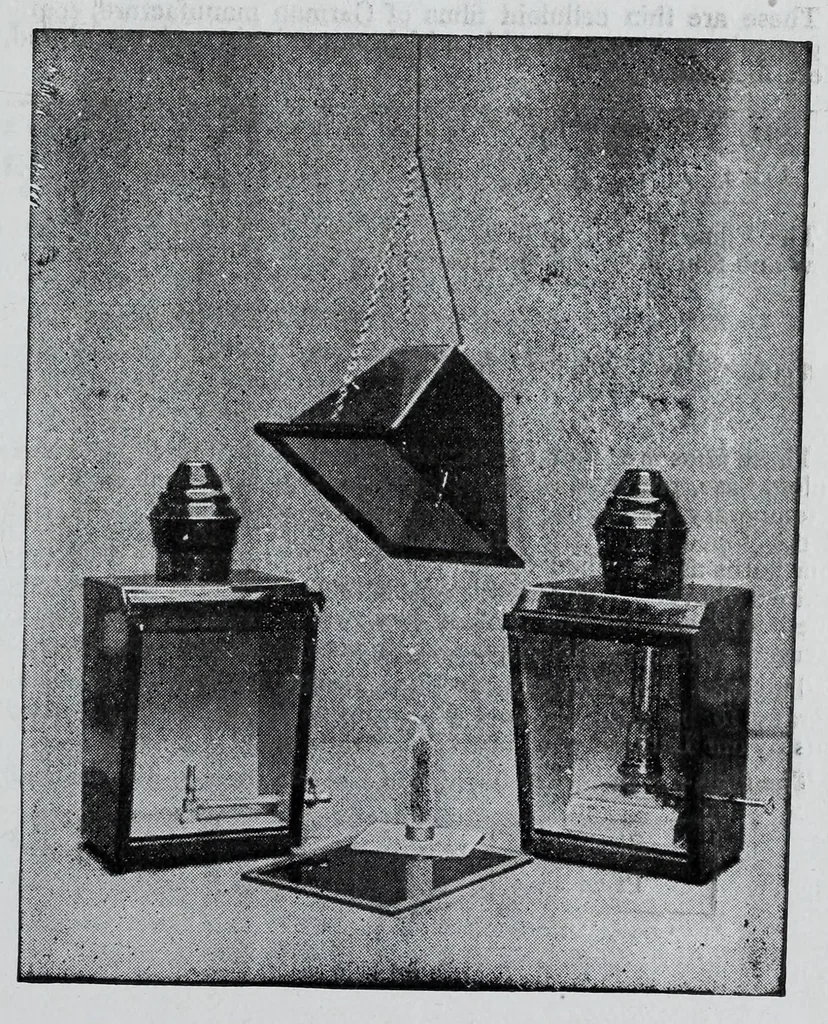 An illustration from 1907 price list, cancelling previous lists, of light filters, cameras, and all materials for orthochromatic and colour photography : scientific instruments for light measurement, photo spectroscopes, photo micrographic appliances, etc., 1907, leaf 11
