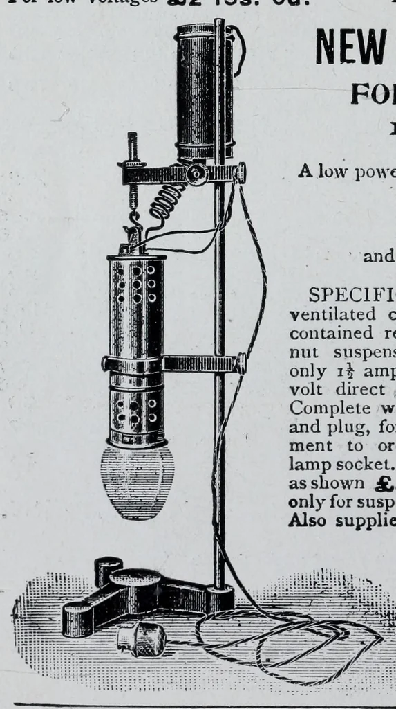 An illustration from 1907 price list, cancelling previous lists, of light filters, cameras, and all materials for orthochromatic and colour photography : scientific instruments for light measurement, photo spectroscopes, photo micrographic appliances, etc., 1907, leaf 20