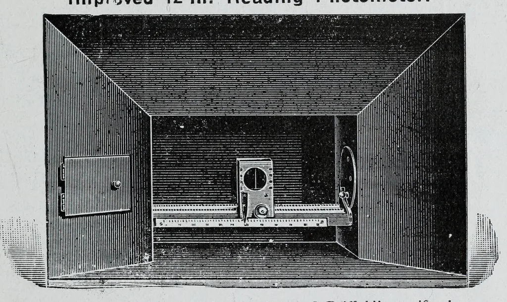An illustration from 1907 price list, cancelling previous lists, of light filters, cameras, and all materials for orthochromatic and colour photography : scientific instruments for light measurement, photo spectroscopes, photo micrographic appliances, etc., 1907, leaf 23