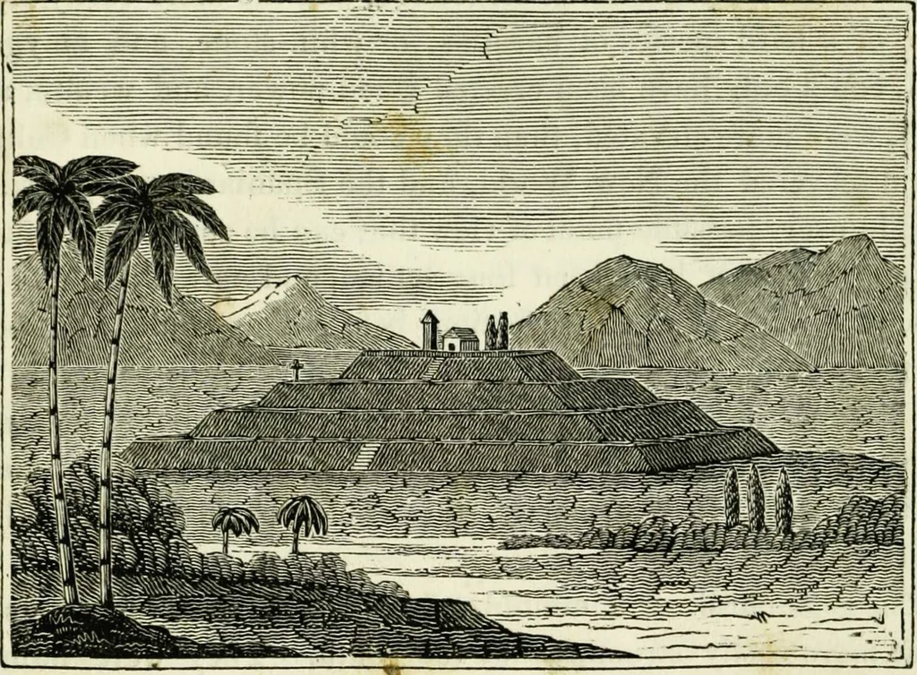 An illustration from The tongue of time, and star of the states: [electronic resource]: a system of human nature, with the phenomena of the heavens and earth. : American antiquities, remains of giants, geology, volcanoes, Egyptian and Indian magic, diet, dress, drinks, diseases, sleep, somnambulism, trances, resuscitation. : Also an account of persons with two souls, and of five persons who told colors by the touch, 1840, leaf 151