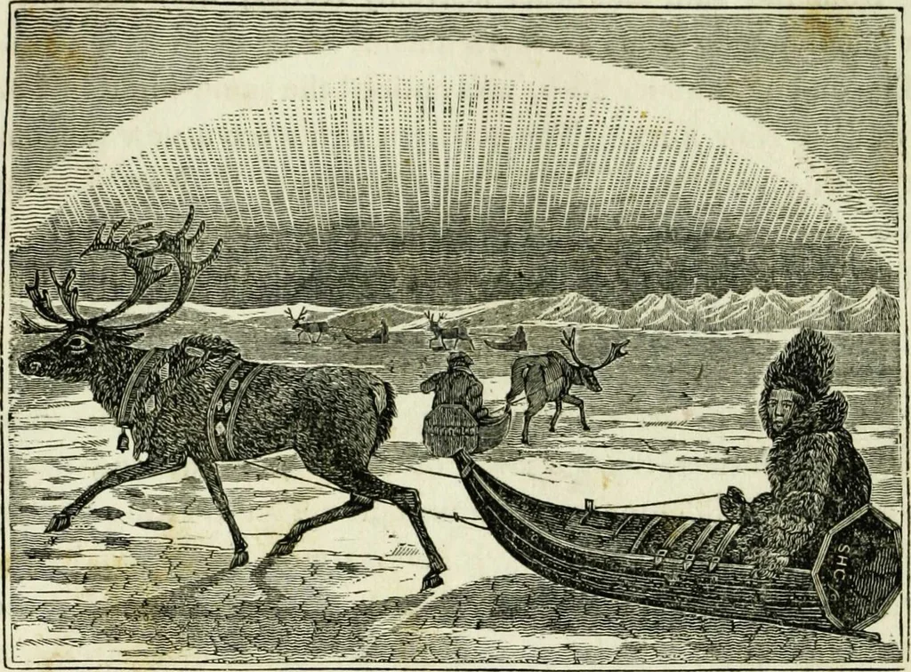 An illustration from The tongue of time, and star of the states: [electronic resource]: a system of human nature, with the phenomena of the heavens and earth. : American antiquities, remains of giants, geology, volcanoes, Egyptian and Indian magic, diet, dress, drinks, diseases, sleep, somnambulism, trances, resuscitation. : Also an account of persons with two souls, and of five persons who told colors by the touch, 1840, leaf 163