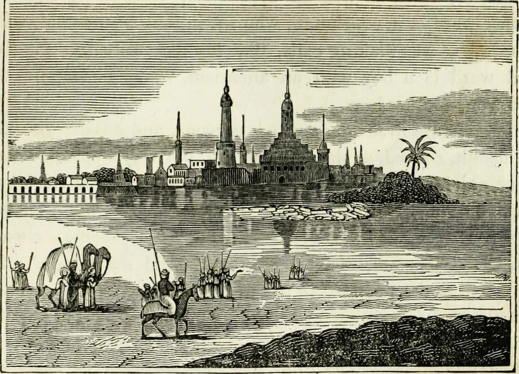 An illustration from The tongue of time, and star of the states: [electronic resource]: a system of human nature, with the phenomena of the heavens and earth. : American antiquities, remains of giants, geology, volcanoes, Egyptian and Indian magic, diet, dress, drinks, diseases, sleep, somnambulism, trances, resuscitation. : Also an account of persons with two souls, and of five persons who told colors by the touch, 1840, leaf 245