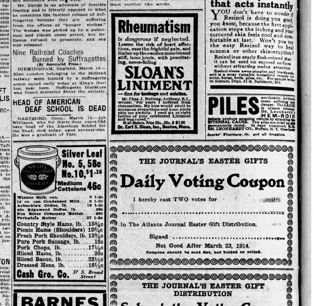 An illustration from 1914 March 16 Atlanta Journal 18 Pages Georgia, 1914, leaf 1