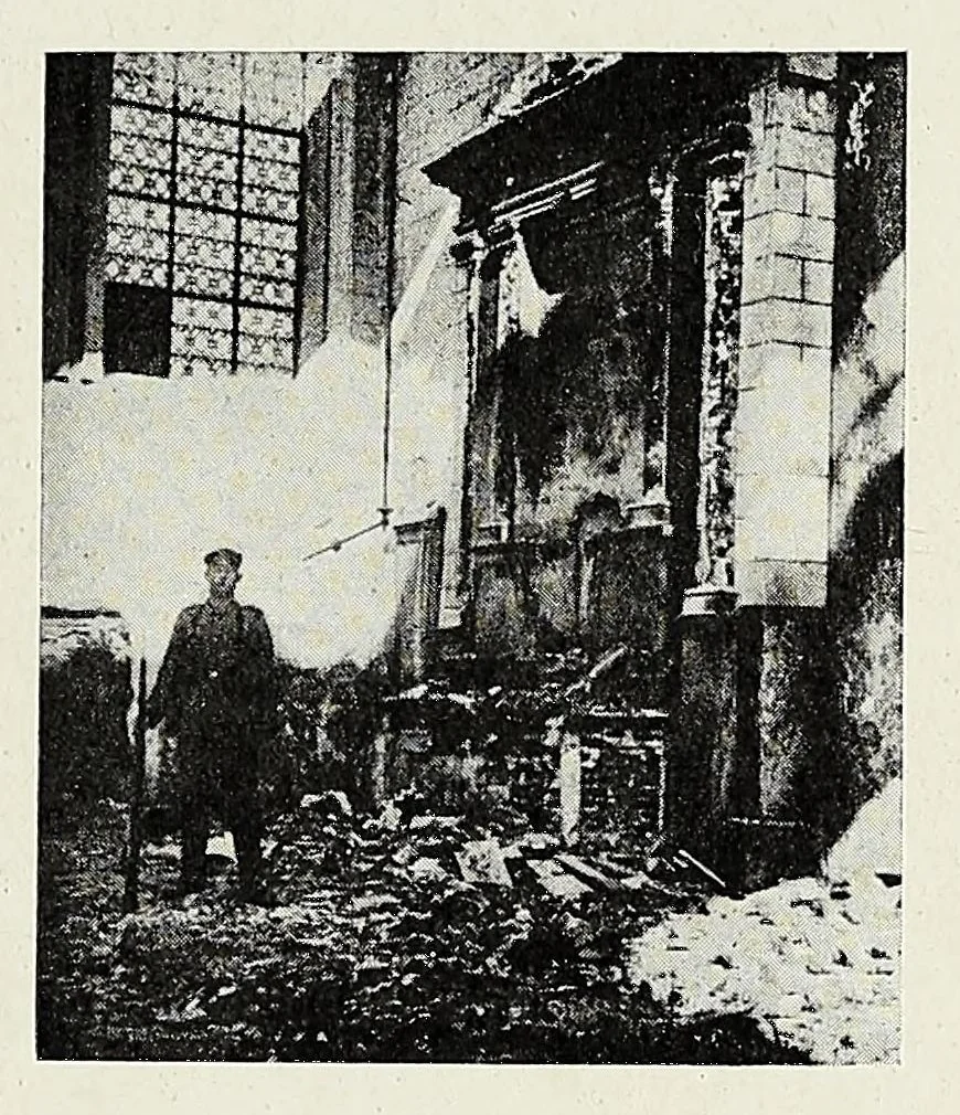 An illustration from 1914-1916. La guerre et les oeuvres d'art en Belgique, 1917, leaf 65