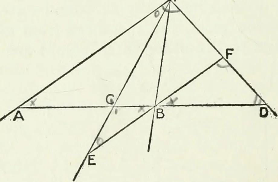 An illustration from Advanced geometry for high schools : synthetic and analytical, 1919, leaf 57