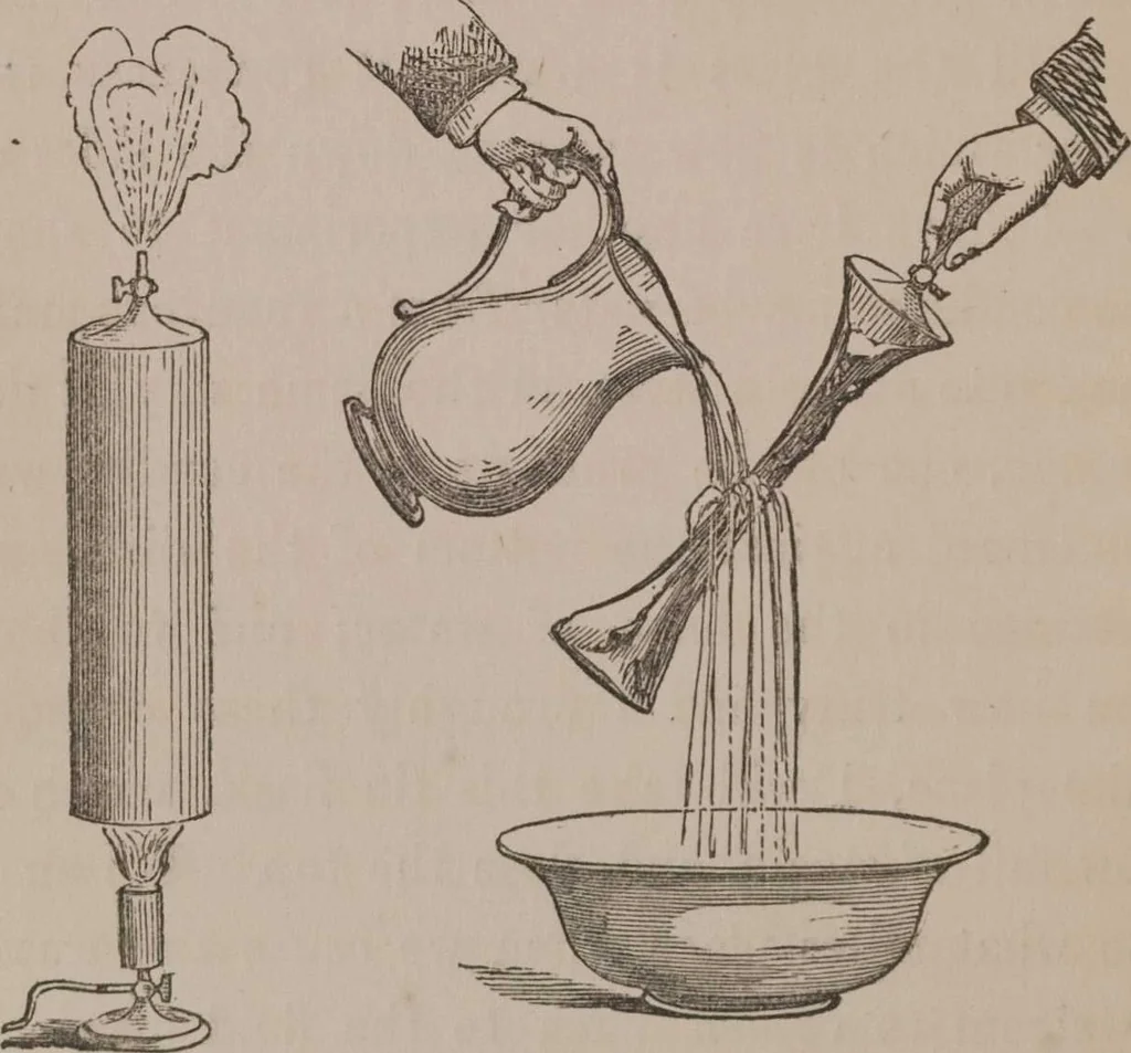 An illustration from A course of six lectures on the chemical history of a candle [electronic resource]: to which is added, a lecture on platinum, 1865, leaf 76