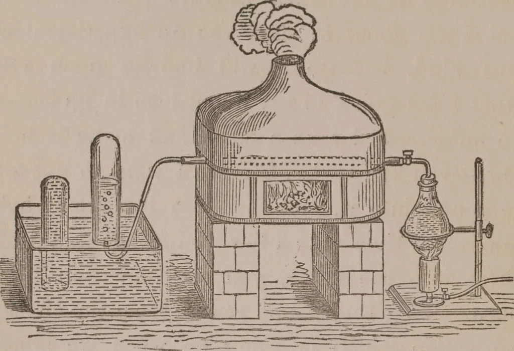 An illustration from A course of six lectures on the chemical history of a candle [electronic resource]: to which is added, a lecture on platinum, 1865, leaf 82