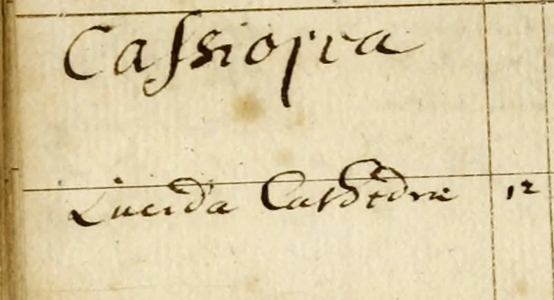 An illustration from [1a] Handschrift des Sterncatalogs/ des Hevelius/ vom ihm selbst gesehrieben./ Wenn gleich der name des Hevelius/ dei dieser Handschrift den Eigenthümer nicht/ grade bestimmt so zeigt die Vergleichung der/ sonst vonnommenden Schrift mit der in die/nommenden sen Buche, dass dieselbe die Heveliche dei/ x 1819 Westphal. [1b] Catalogus fixarum ad annum 1660, 1660, leaf 83