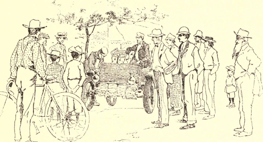 An illustration from Two thousand miles on an automobile : being a desultory narrative of a trip through New England, New York, Canada, and the West, 1902, leaf 14