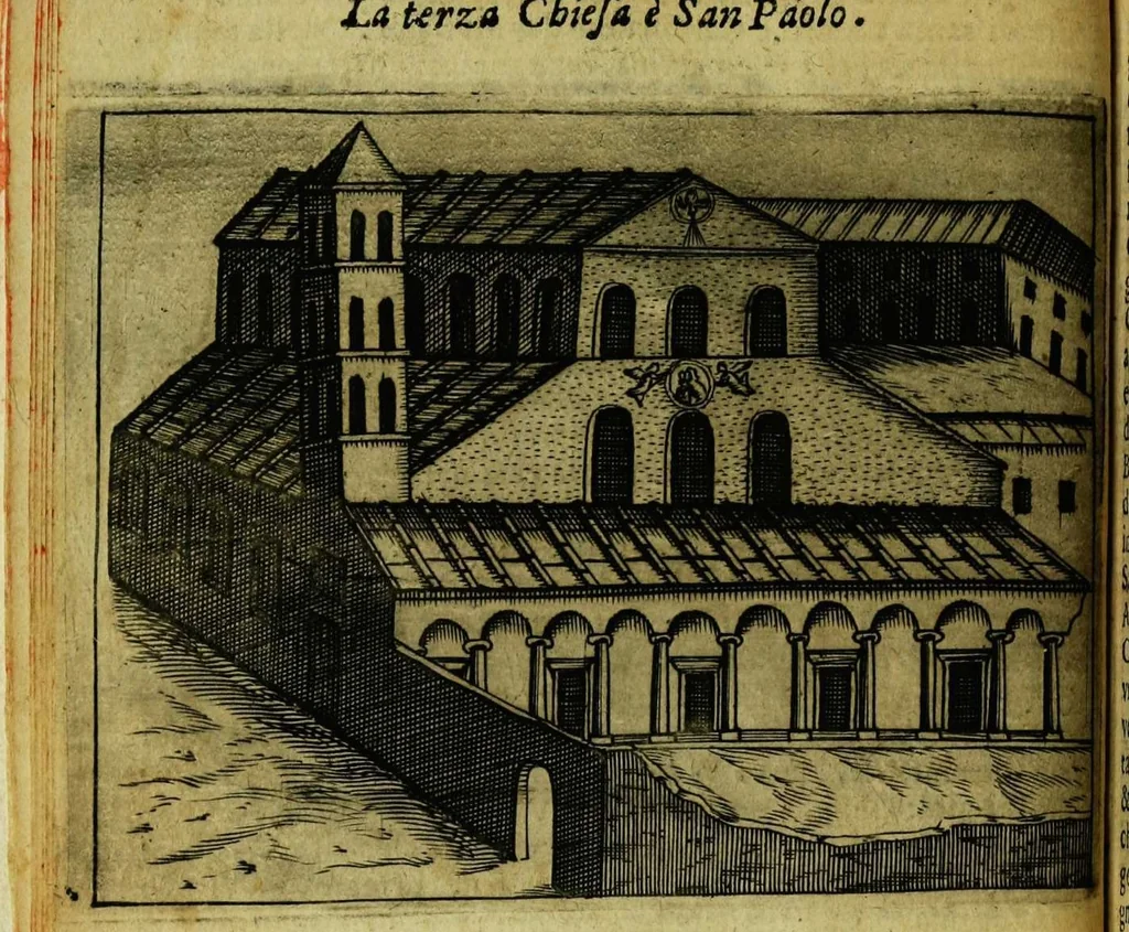 An illustration from Le cose marauigliose dell' alma citta di Roma: doue si tratta delle chiese,stationi, relique et corpi santi : con la guida romana : i nomi de sommi pontefici, imperatori et altri principi, Christiani, con le prencipal' poste d'Italia, 1625, leaf 20