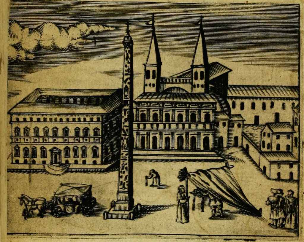 An illustration from Le cose marauigliose dell' alma citta di Roma: doue si tratta delle chiese,stationi, relique et corpi santi : con la guida romana : i nomi de sommi pontefici, imperatori et altri principi, Christiani, con le prencipal' poste d'Italia, 1625, leaf 7