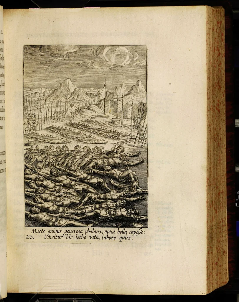 An illustration from Sacrum sanctuarium crucis et patientiae crucifixorum et cruciferorum, emblematicis imaginibus laborantium et aegrotantium ornatum: artifices gloriosi nouae artis bene viuendi et moriendi secundum rationem regulae et circini, 1634, leaf 271