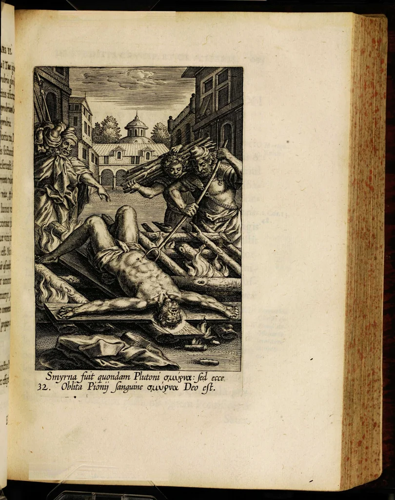 An illustration from Sacrum sanctuarium crucis et patientiae crucifixorum et cruciferorum, emblematicis imaginibus laborantium et aegrotantium ornatum: artifices gloriosi nouae artis bene viuendi et moriendi secundum rationem regulae et circini, 1634, leaf 321