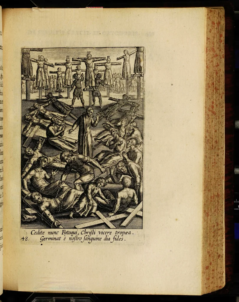 An illustration from Sacrum sanctuarium crucis et patientiae crucifixorum et cruciferorum, emblematicis imaginibus laborantium et aegrotantium ornatum: artifices gloriosi nouae artis bene viuendi et moriendi secundum rationem regulae et circini, 1634, leaf 465