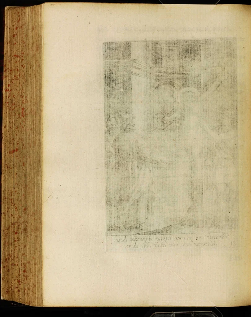 An illustration from Sacrum sanctuarium crucis et patientiae crucifixorum et cruciferorum, emblematicis imaginibus laborantium et aegrotantium ornatum: artifices gloriosi nouae artis bene viuendi et moriendi secundum rationem regulae et circini, 1634, leaf 528