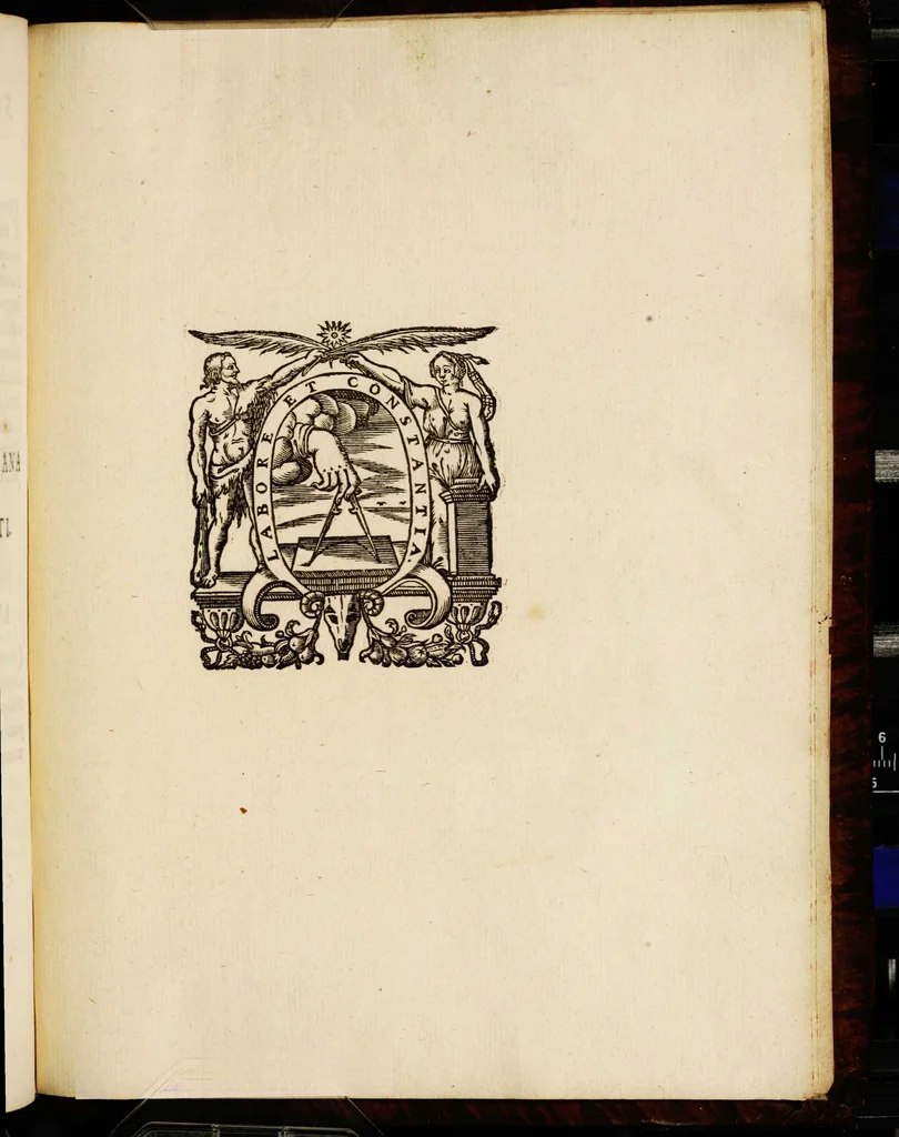 An illustration from Sacrum sanctuarium crucis et patientiae crucifixorum et cruciferorum, emblematicis imaginibus laborantium et aegrotantium ornatum: artifices gloriosi nouae artis bene viuendi et moriendi secundum rationem regulae et circini, 1634, leaf 721