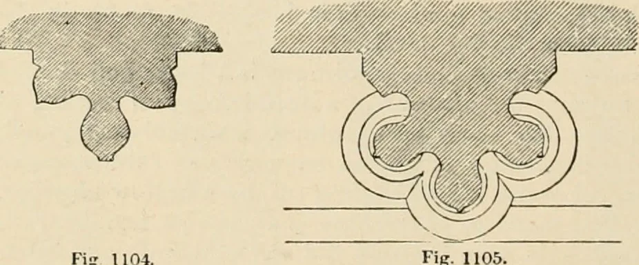 An illustration from An encyclopaedia of architecture, historical, theoretical, & practical. New ed., rev., portions rewritten, and with additions by Wyatt Papworth, 1888, leaf 1001