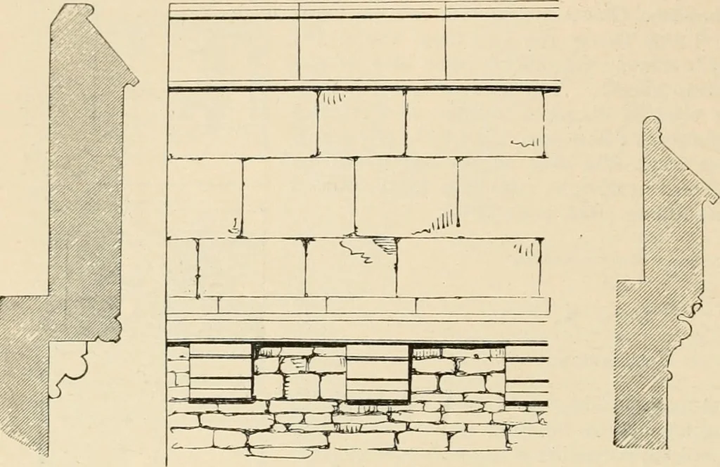 An illustration from An encyclopaedia of architecture, historical, theoretical, & practical. New ed., rev., portions rewritten, and with additions by Wyatt Papworth, 1888, leaf 1005