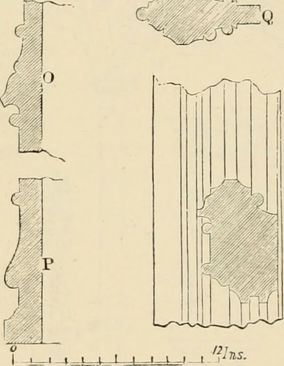 An illustration from An encyclopaedia of architecture, historical, theoretical, & practical. New ed., rev., portions rewritten, and with additions by Wyatt Papworth, 1888, leaf 1007