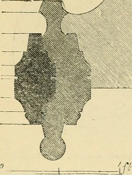 An illustration from An encyclopaedia of architecture, historical, theoretical, & practical. New ed., rev., portions rewritten, and with additions by Wyatt Papworth, 1888, leaf 1014