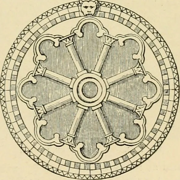 An illustration from An encyclopaedia of architecture, historical, theoretical, & practical. New ed., rev., portions rewritten, and with additions by Wyatt Papworth, 1888, leaf 1014