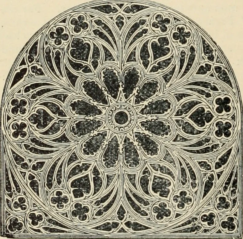An illustration from An encyclopaedia of architecture, historical, theoretical, & practical. New ed., rev., portions rewritten, and with additions by Wyatt Papworth, 1888, leaf 1015
