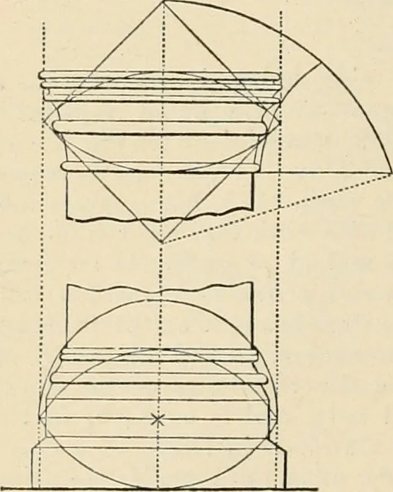 An illustration from An encyclopaedia of architecture, historical, theoretical, & practical. New ed., rev., portions rewritten, and with additions by Wyatt Papworth, 1888, leaf 1041