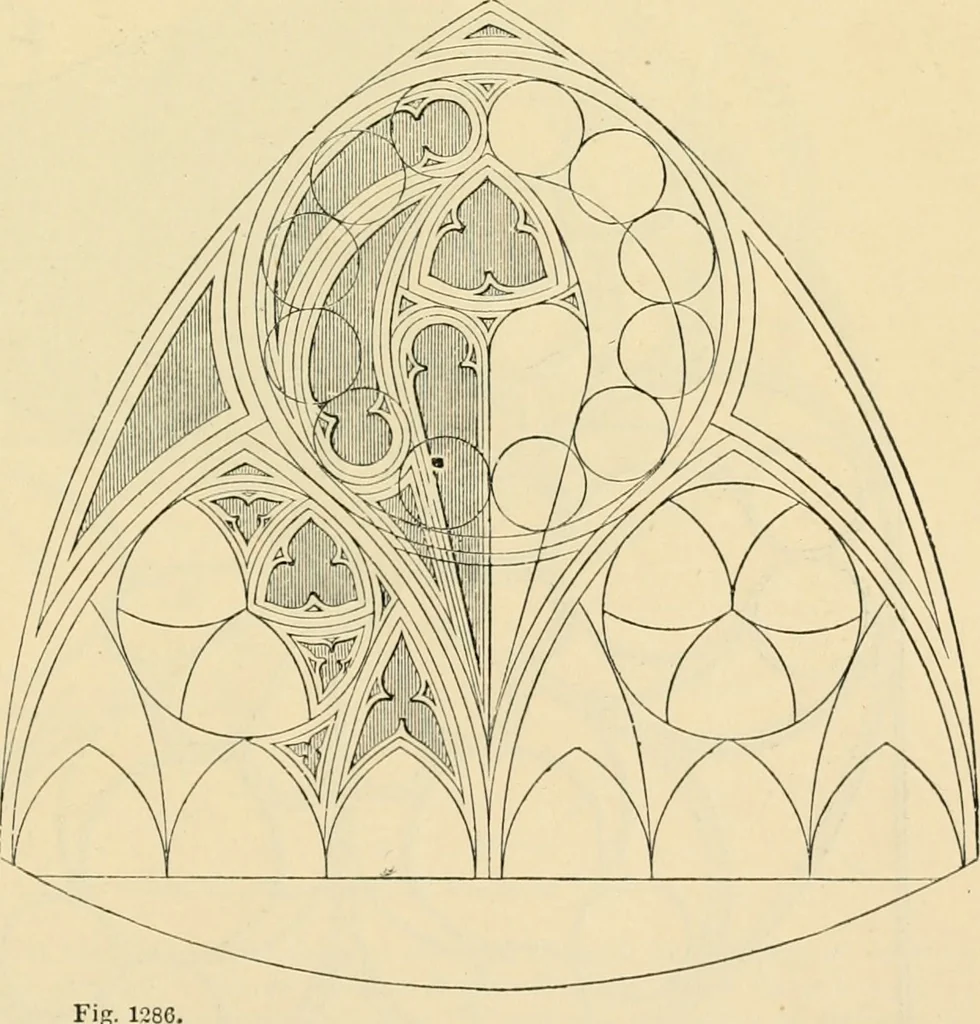 An illustration from An encyclopaedia of architecture, historical, theoretical, & practical. New ed., rev., portions rewritten, and with additions by Wyatt Papworth, 1888, leaf 1052