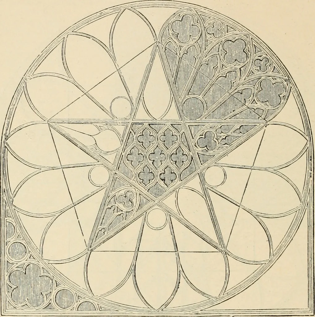 An illustration from An encyclopaedia of architecture, historical, theoretical, & practical. New ed., rev., portions rewritten, and with additions by Wyatt Papworth, 1888, leaf 1057