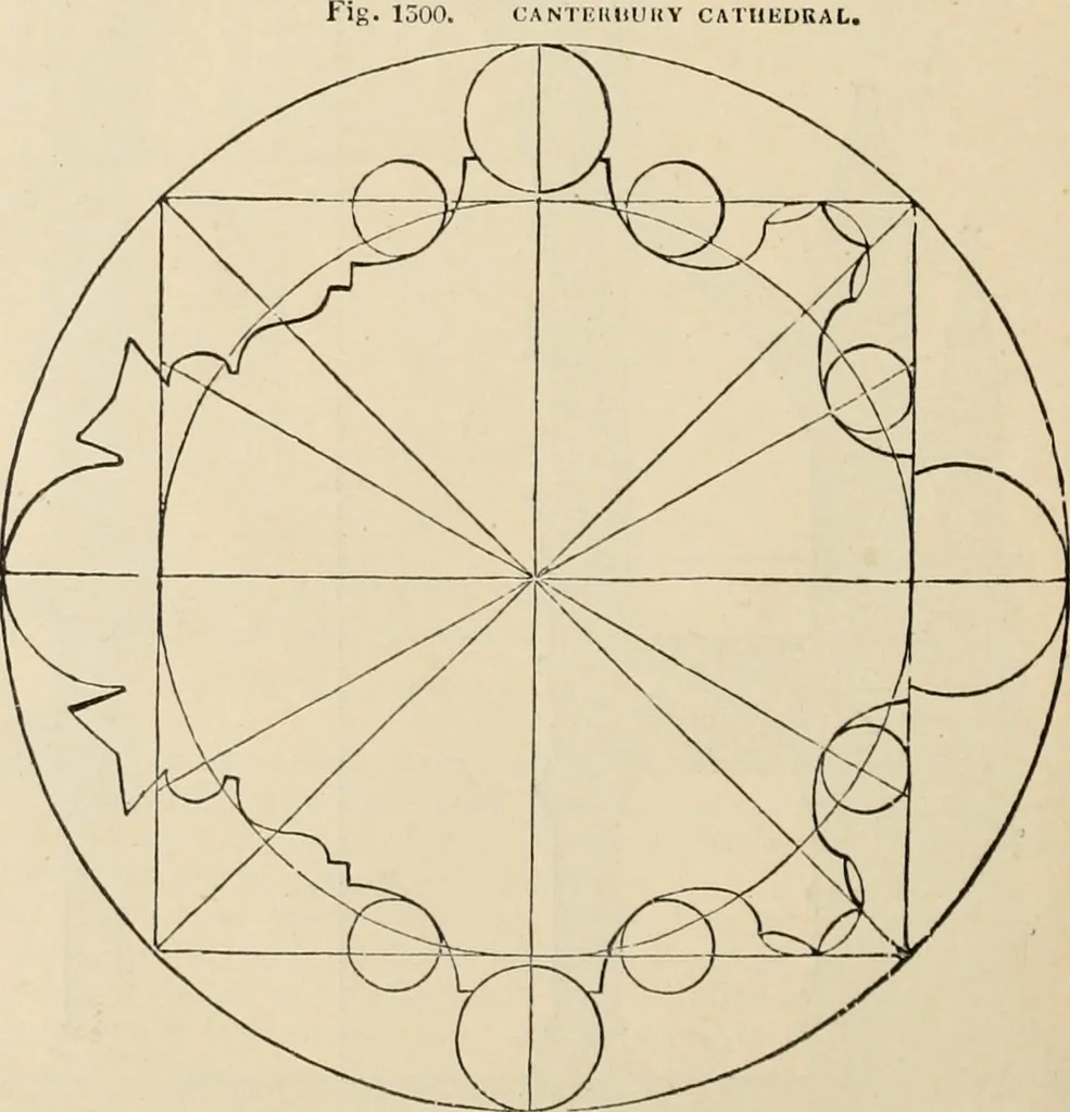 An illustration from An encyclopaedia of architecture, historical, theoretical, & practical. New ed., rev., portions rewritten, and with additions by Wyatt Papworth, 1888, leaf 1061