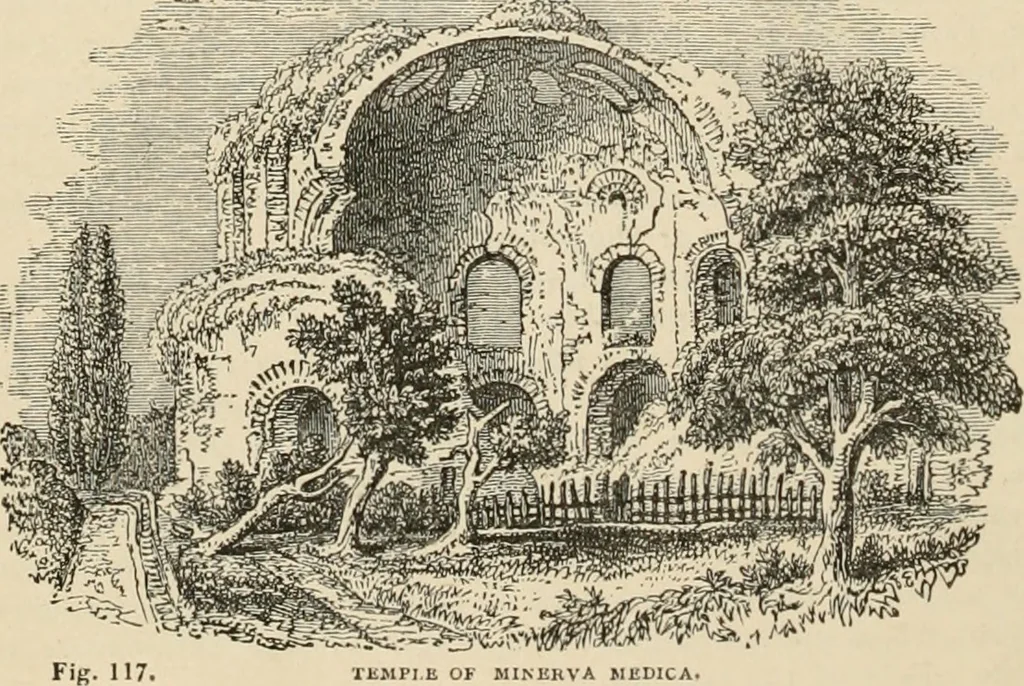 An illustration from An encyclopaedia of architecture, historical, theoretical, & practical. New ed., rev., portions rewritten, and with additions by Wyatt Papworth, 1888, leaf 107