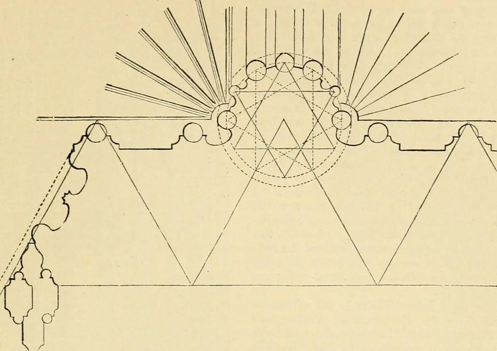 An illustration from An encyclopaedia of architecture, historical, theoretical, & practical. New ed., rev., portions rewritten, and with additions by Wyatt Papworth, 1888, leaf 1070