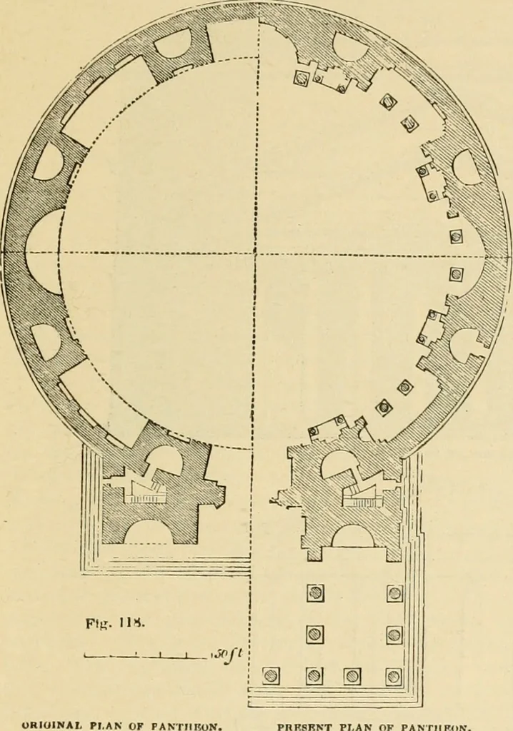 An illustration from An encyclopaedia of architecture, historical, theoretical, & practical. New ed., rev., portions rewritten, and with additions by Wyatt Papworth, 1888, leaf 108