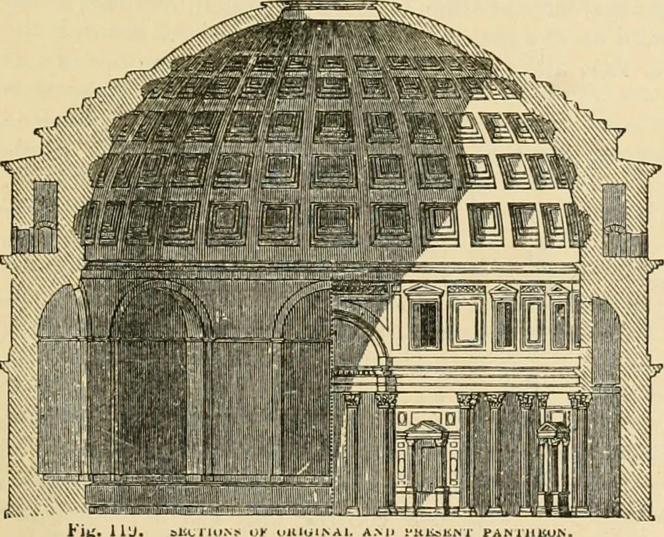 An illustration from An encyclopaedia of architecture, historical, theoretical, & practical. New ed., rev., portions rewritten, and with additions by Wyatt Papworth, 1888, leaf 108