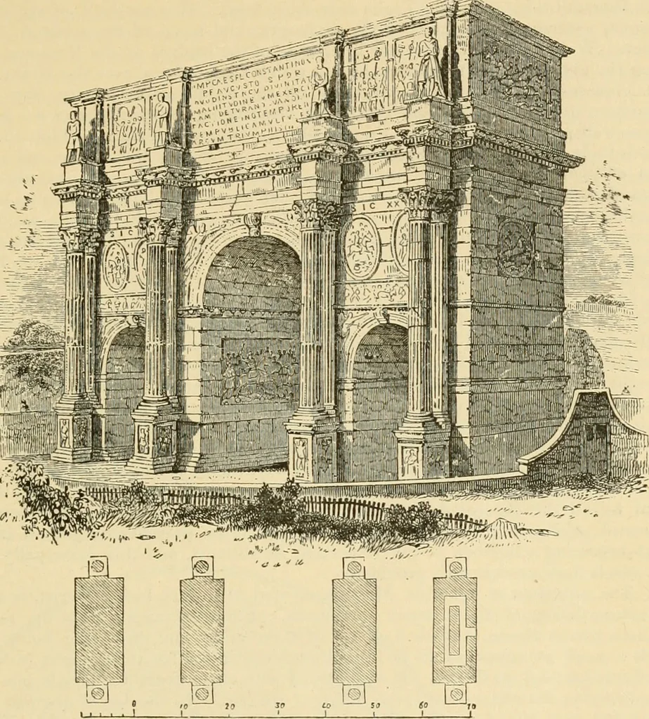 An illustration from An encyclopaedia of architecture, historical, theoretical, & practical. New ed., rev., portions rewritten, and with additions by Wyatt Papworth, 1888, leaf 112