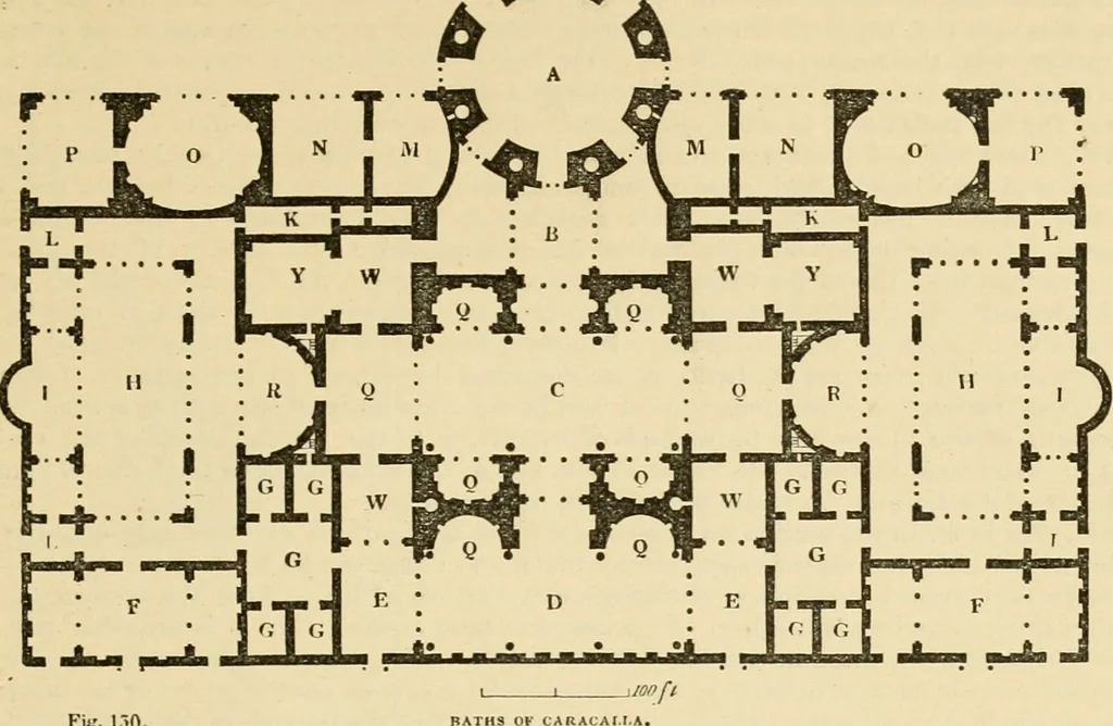 An illustration from An encyclopaedia of architecture, historical, theoretical, & practical. New ed., rev., portions rewritten, and with additions by Wyatt Papworth, 1888, leaf 118
