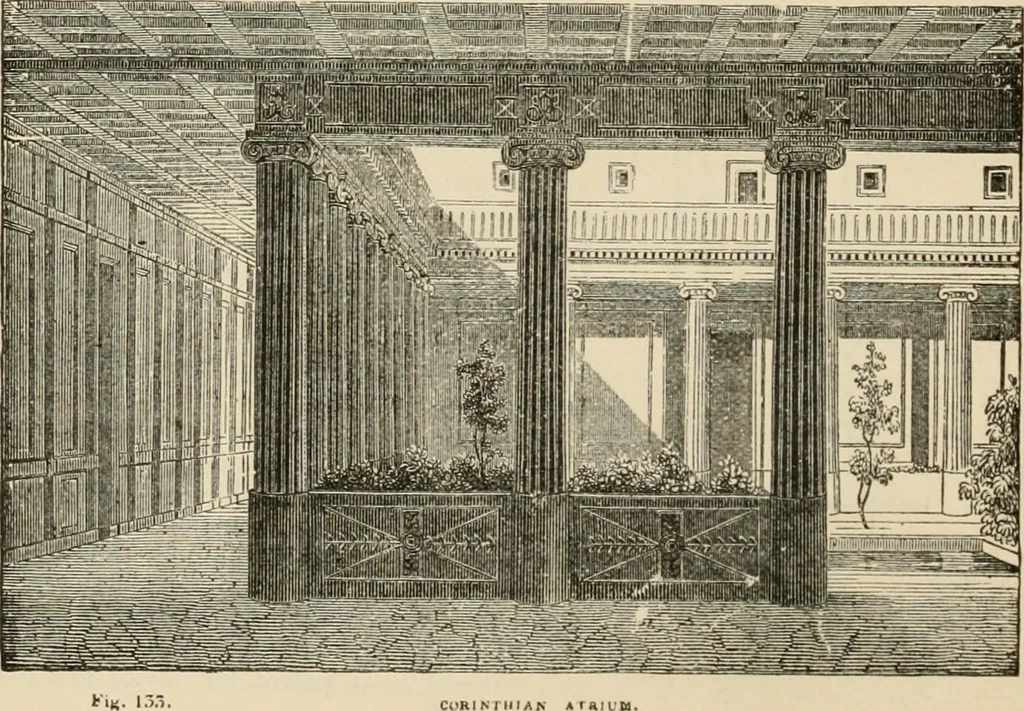 An illustration from An encyclopaedia of architecture, historical, theoretical, & practical. New ed., rev., portions rewritten, and with additions by Wyatt Papworth, 1888, leaf 121