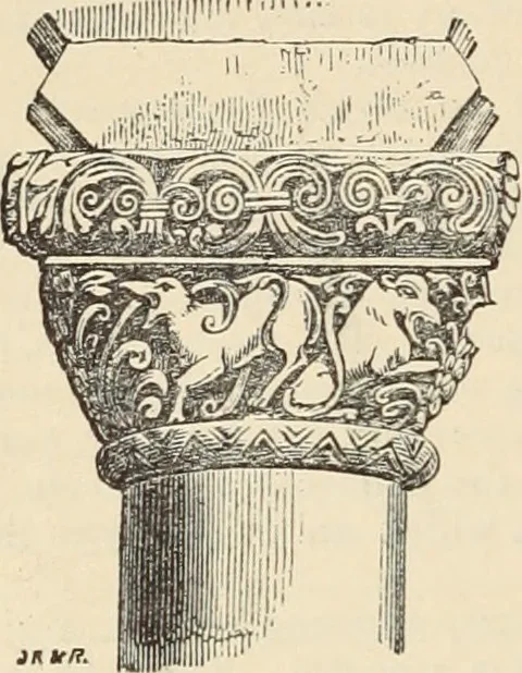 An illustration from An encyclopaedia of architecture, historical, theoretical, & practical. New ed., rev., portions rewritten, and with additions by Wyatt Papworth, 1888, leaf 1255