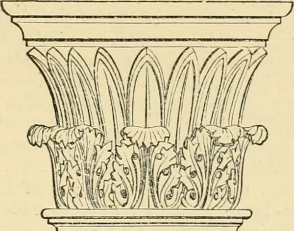An illustration from An encyclopaedia of architecture, historical, theoretical, & practical. New ed., rev., portions rewritten, and with additions by Wyatt Papworth, 1888, leaf 1276