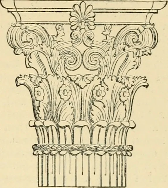 An illustration from An encyclopaedia of architecture, historical, theoretical, & practical. New ed., rev., portions rewritten, and with additions by Wyatt Papworth, 1888, leaf 1276