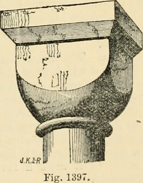 An illustration from An encyclopaedia of architecture, historical, theoretical, & practical. New ed., rev., portions rewritten, and with additions by Wyatt Papworth, 1888, leaf 1282