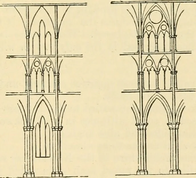 An illustration from An encyclopaedia of architecture, historical, theoretical, & practical. New ed., rev., portions rewritten, and with additions by Wyatt Papworth, 1888, leaf 1344